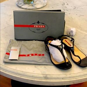 Authentic with bag and box Prada sandals sz37.5
